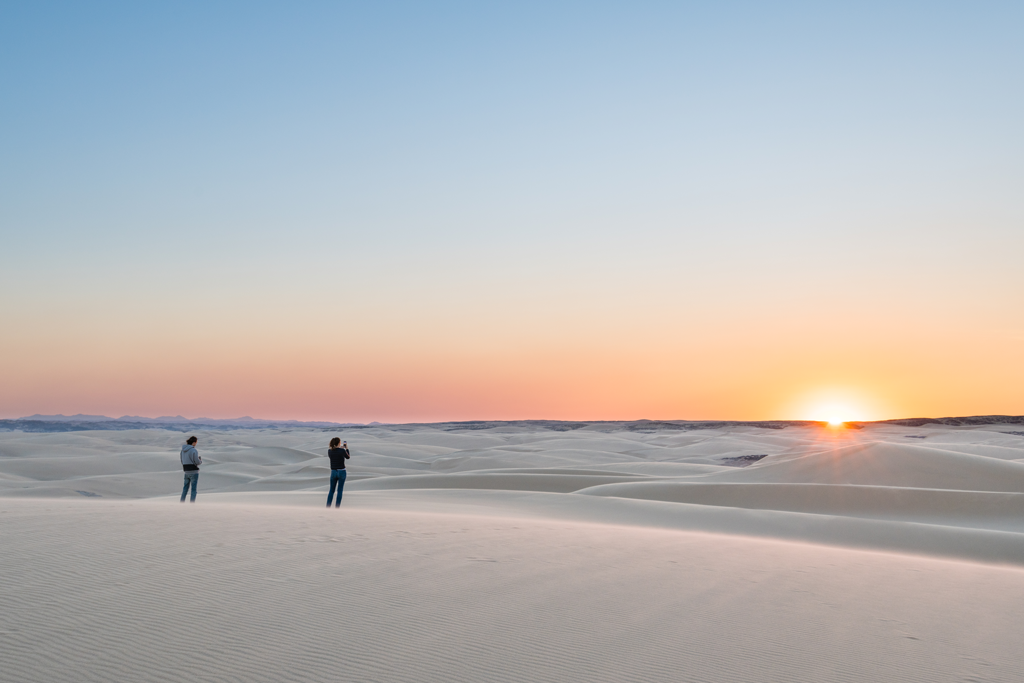 sunset in africa on white sand