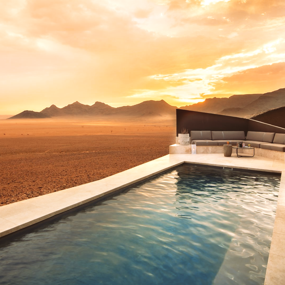 Namibia sossusvlei lodge deseart view over swimming pool