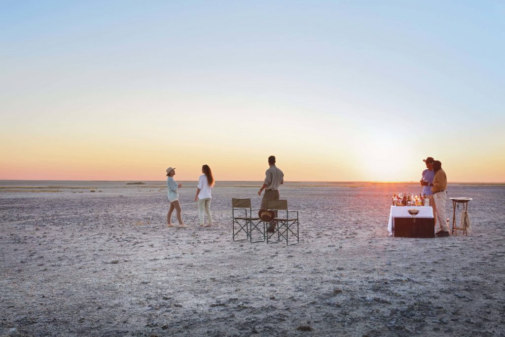 Sun downer drinks in salt pans