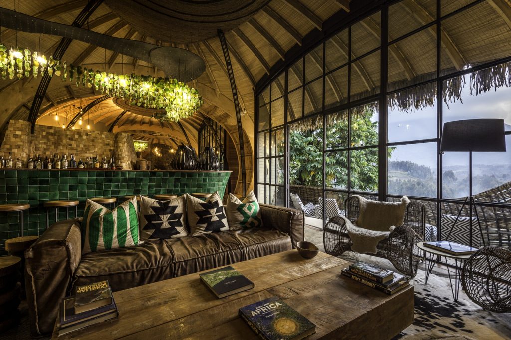 Bar area at Bisate Lodge - visit Rwanda