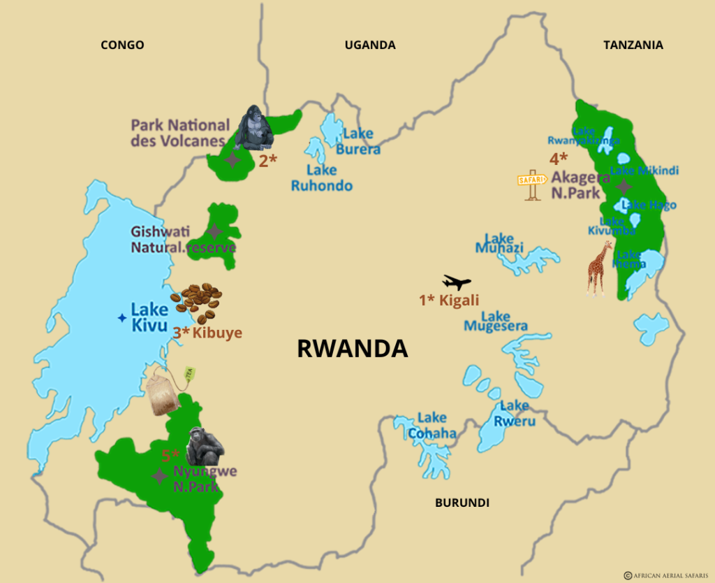 Tourist map Rwanda - visit Rwanda