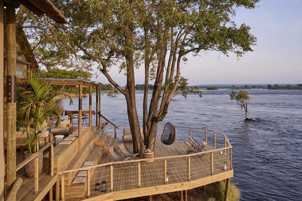 Wooden deck over looking the zambezi river at Zambeziview at Rapid View Villa