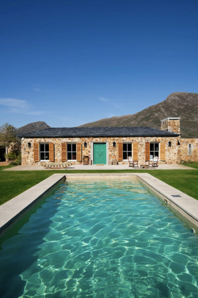 Heated pool in front of India House Drakenskloof