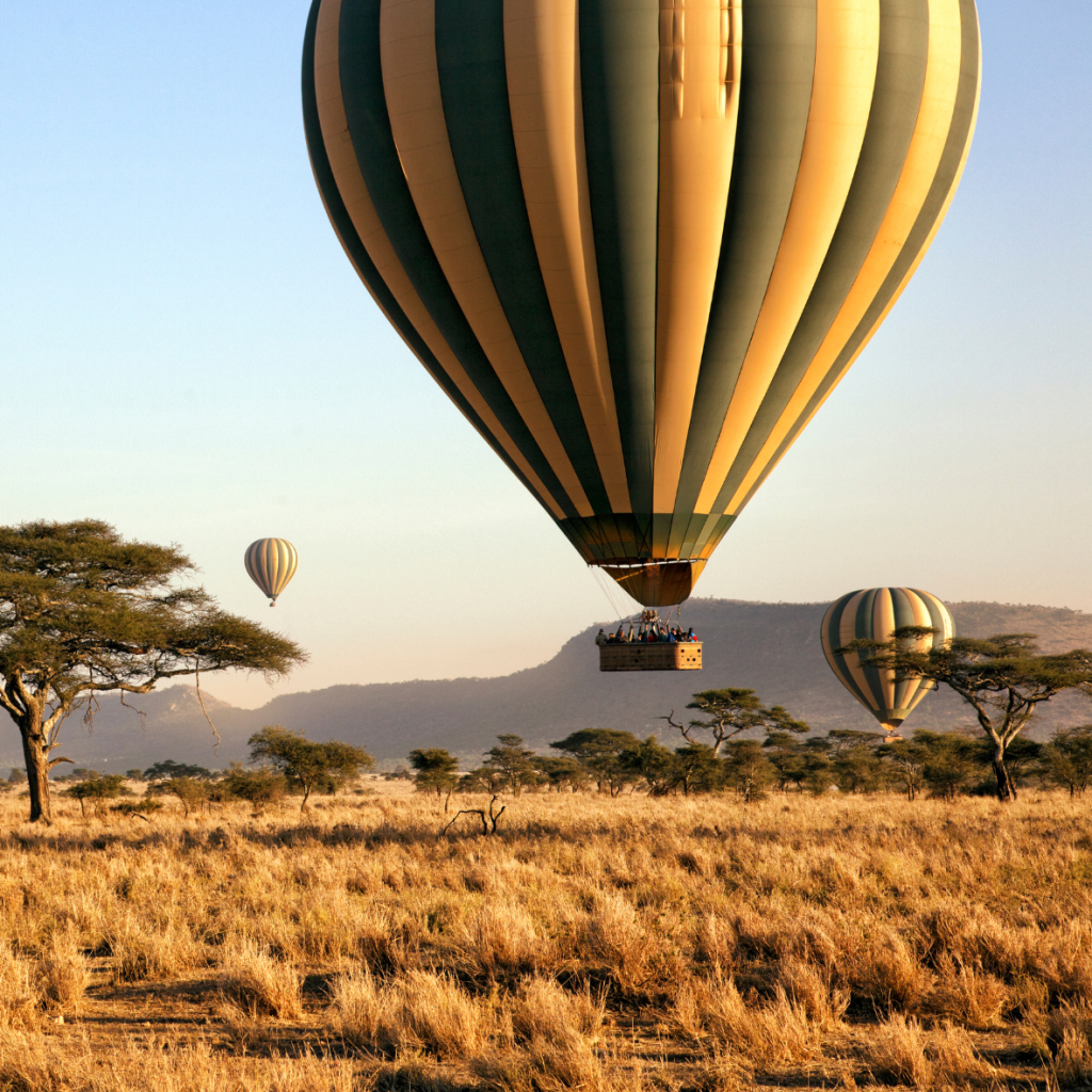 Hot air balloon over Serengeti, Tanzania